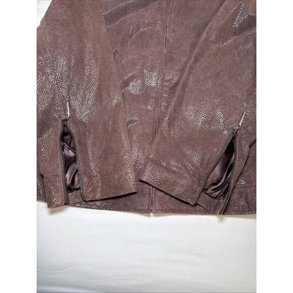 Terry Lewis Leather Jacket Womens 1X Brown Shiny Animal Print Classic Luxuries - Picture 10 of 13